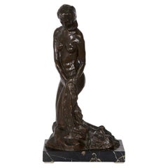 Austrian Modernism Patinated Bronze Sculpture of Lady Bathing by John Cluysenaar