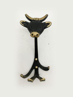 Austrian Brass Wall Coat Hooks by Hertha Baller Set of Six, Austria, 1950s