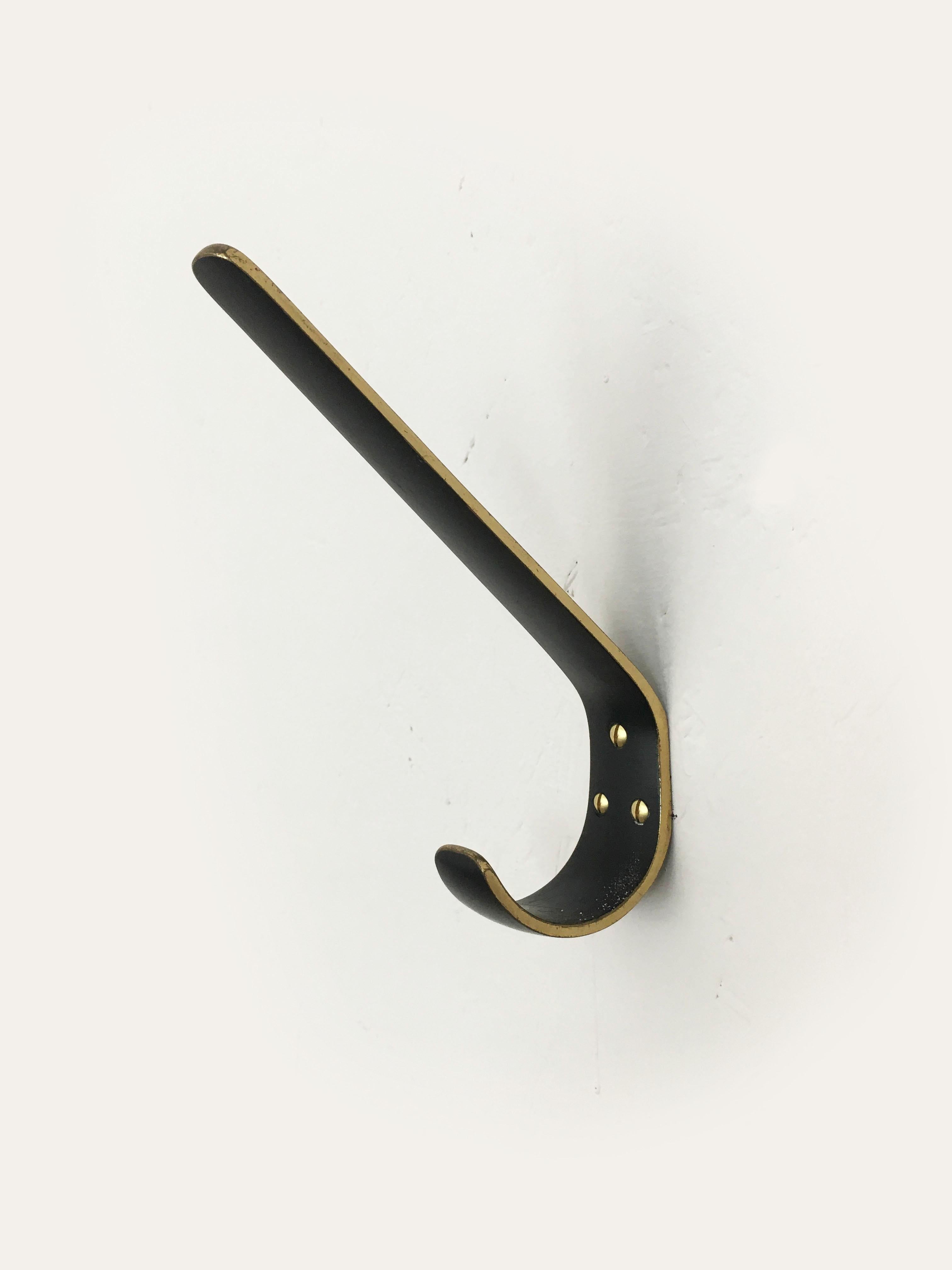 Austrian Brass Wall Coat Hooks by Hertha Baller Set of Nine, Austria 1950s (Französisch)