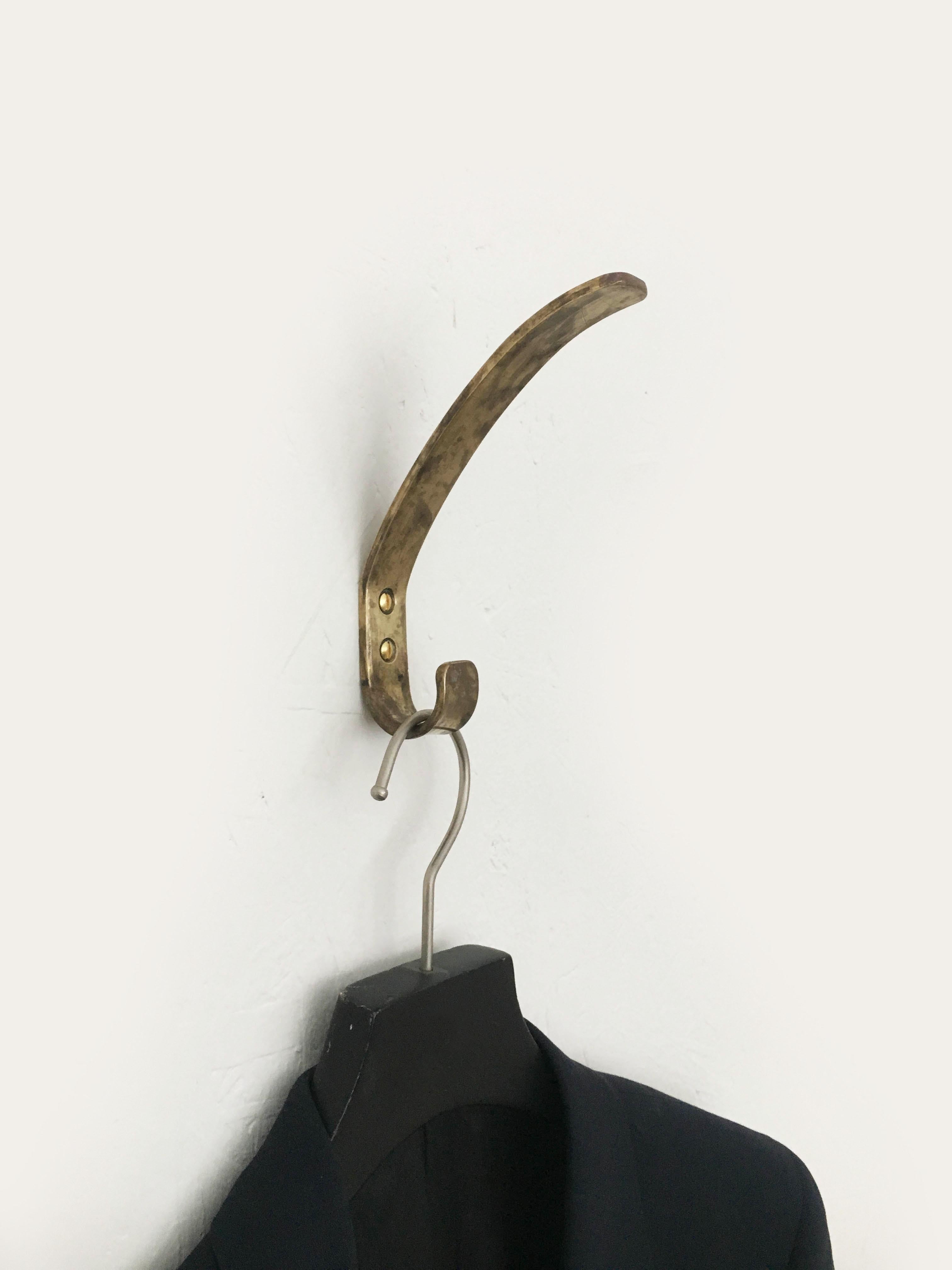 Austrian Modernist Brass Wall Coat Hooks Set of Nine, Austria, 1950s For Sale 4