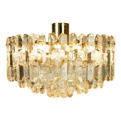 Austrian Modernist Crystal and Gilt Brass Chandelier Palazzo by J. T. Kalmar