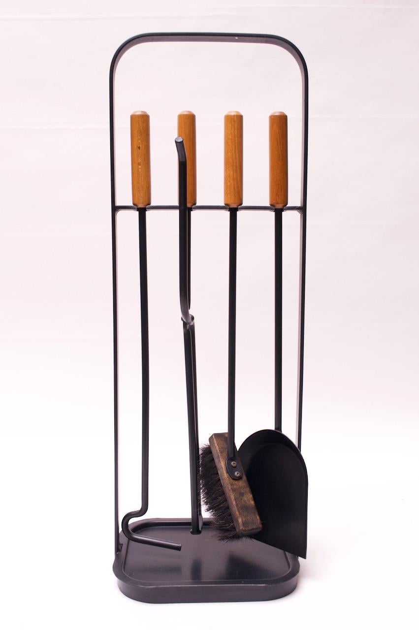 Austrian Modernist Fire Tool Set in Maple and Iron In Good Condition In Brooklyn, NY