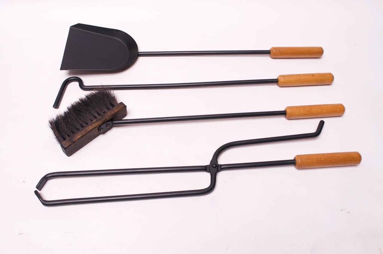Austrian Modernist Fire Tool Set in Maple and Iron 2