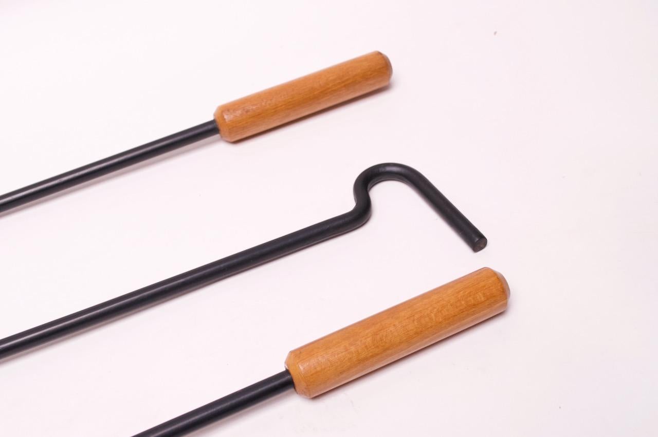 Austrian Modernist Fire Tool Set in Maple and Iron 3