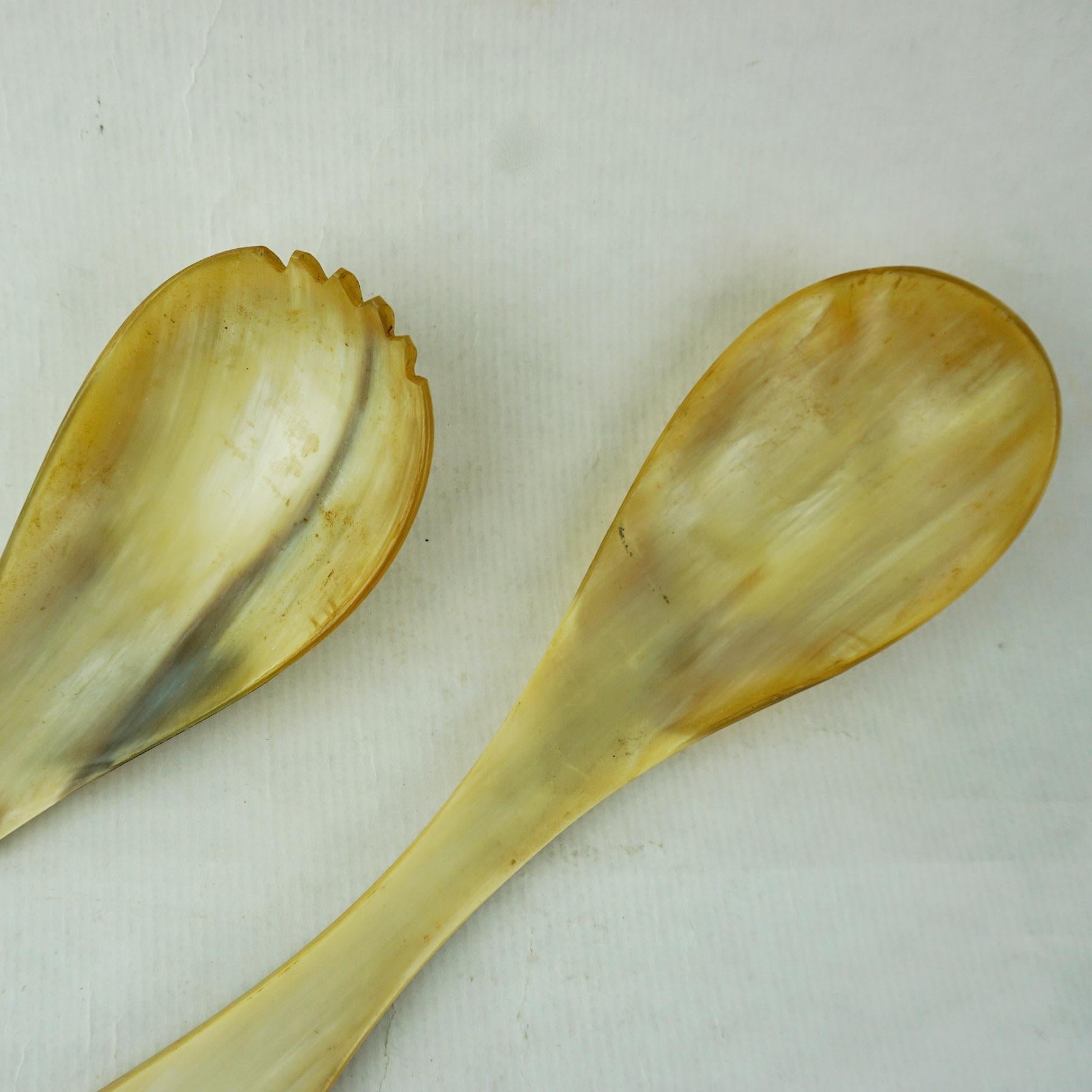 Mid-Century Modern Austrian Midcentury Horn Salad Servers by Carl Auböck Vienna For Sale