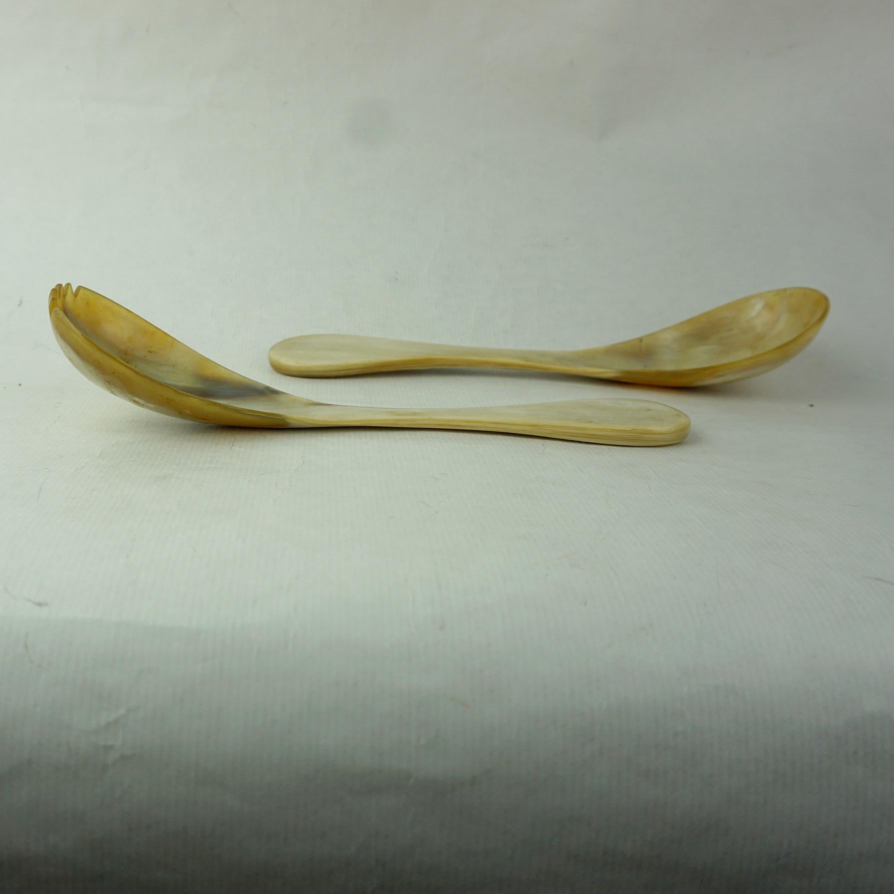 Austrian Midcentury Horn Salad Servers by Carl Auböck Vienna For Sale 3