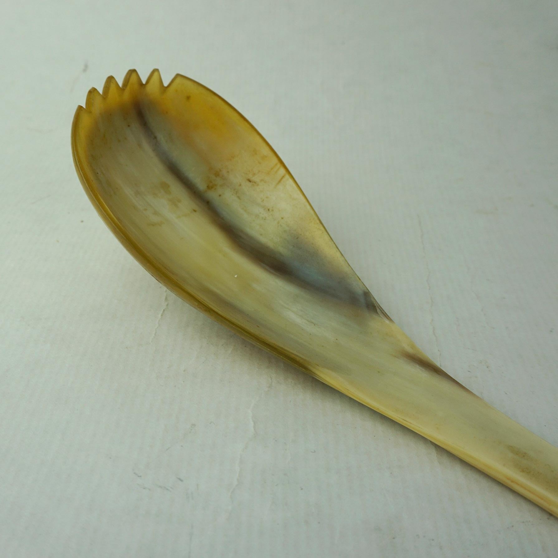 Austrian Midcentury Horn Salad Servers by Carl Auböck Vienna For Sale 4