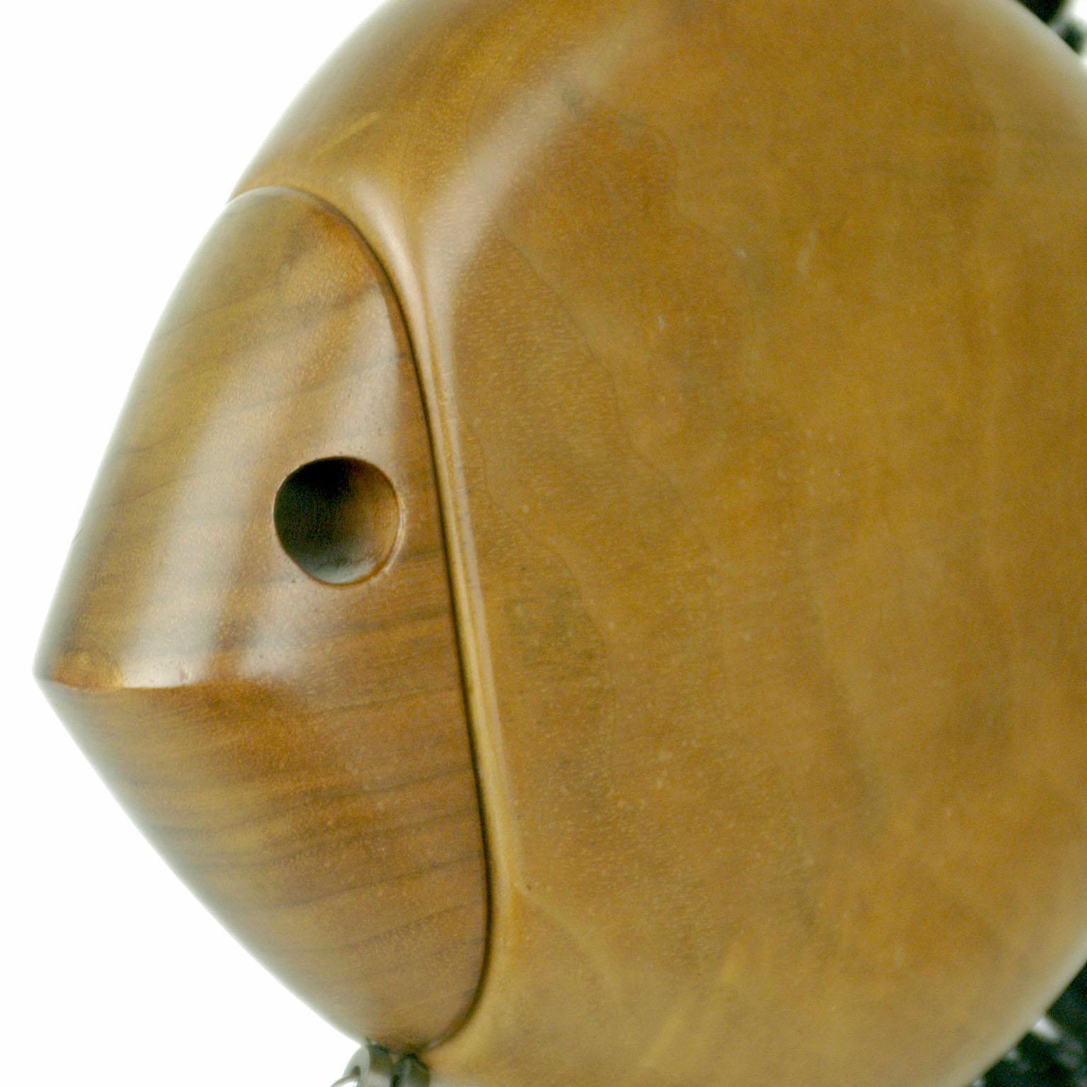 Austrian Modernist Walnut and Brass Fish Shaped Money Box by Carl Auböck 2