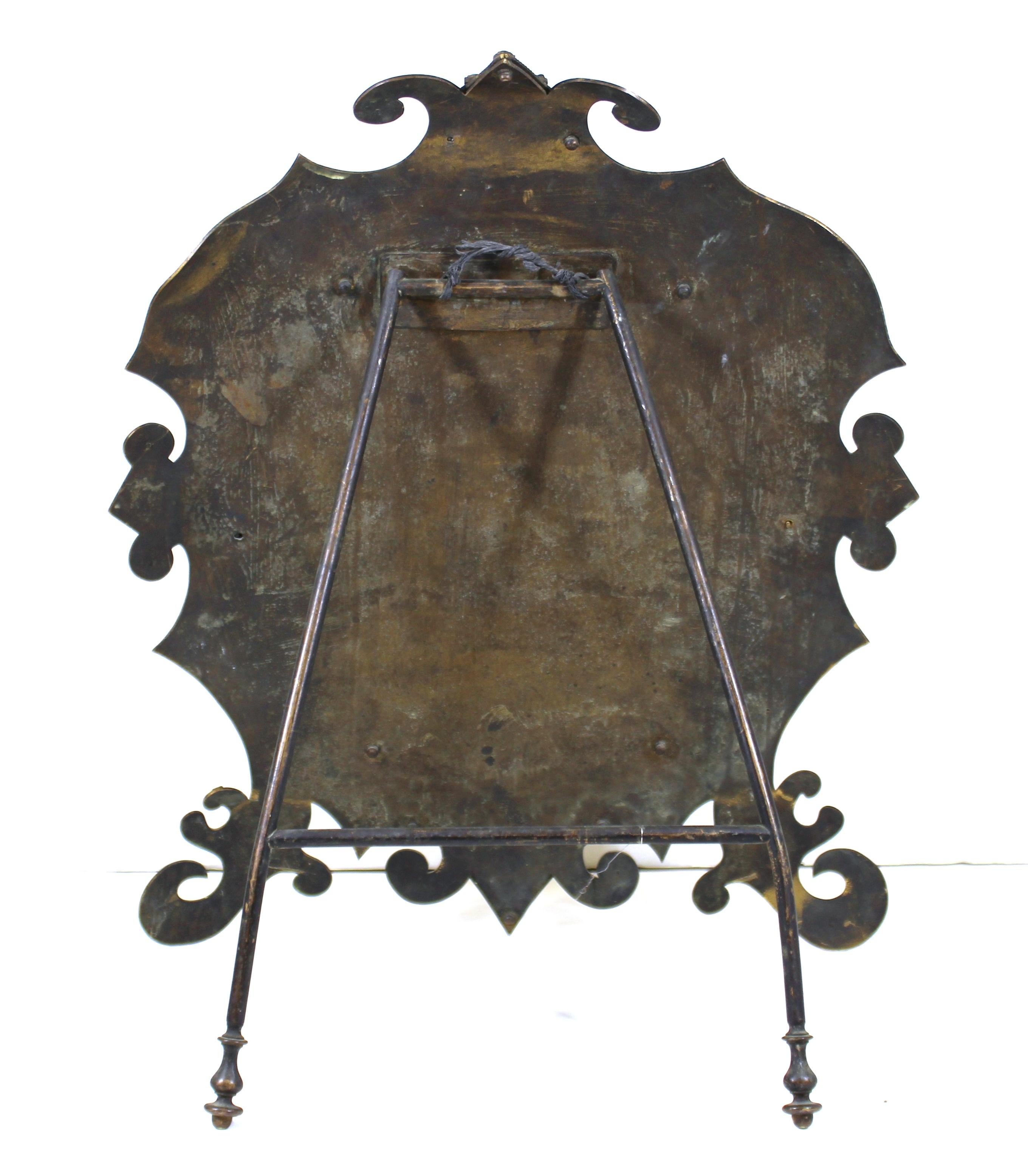 Austrian Moorish Revival Gilded Bronze Enameled and Bejeweled Oval Table Mirror 6