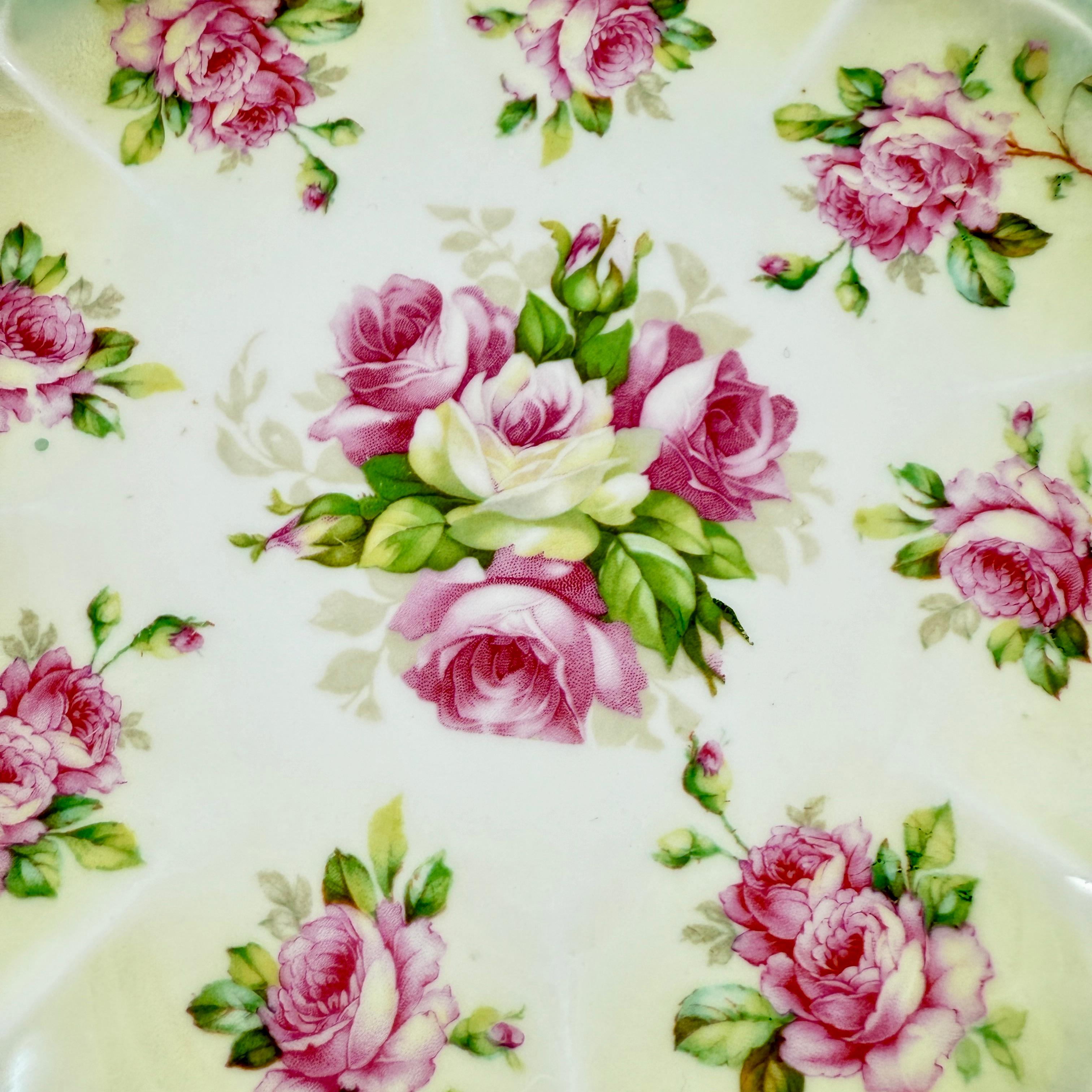 Austrian Moritz Zdekauer Porcelain Rose Plate In Good Condition For Sale In Philadelphia, PA
