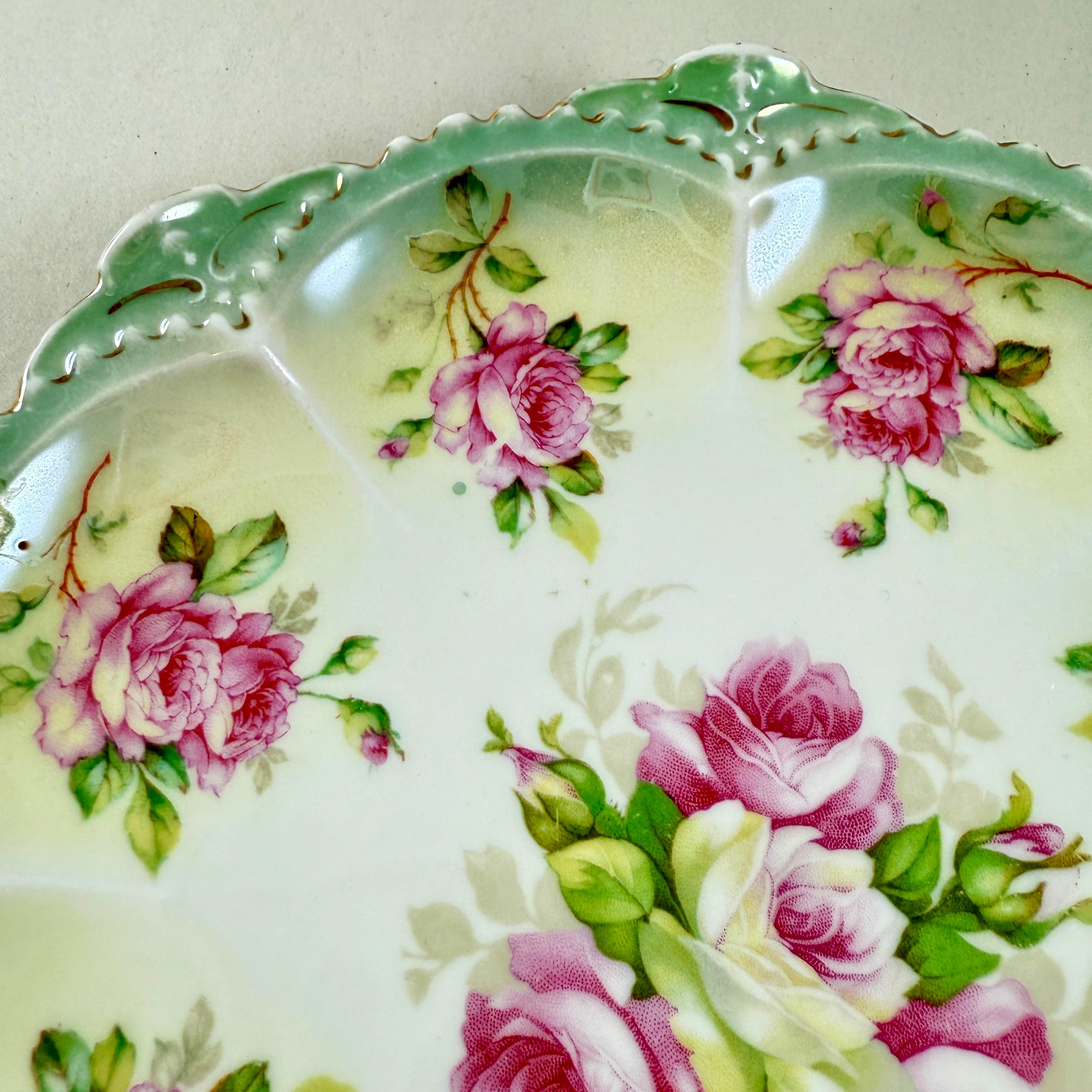 19th Century Austrian Moritz Zdekauer Porcelain Rose Plate For Sale
