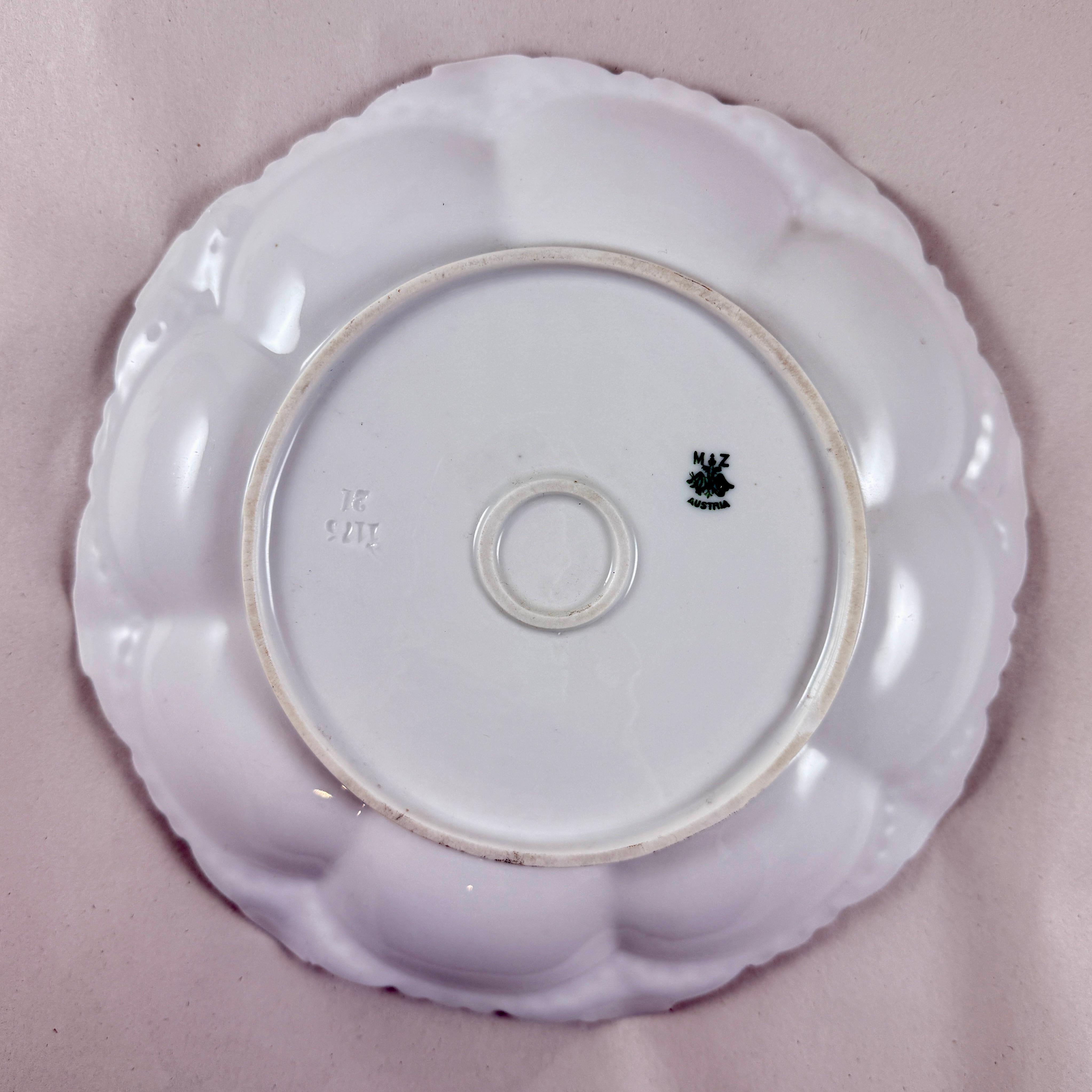 Austrian Moritz Zdekauer Porcelain Rose Plate For Sale 2