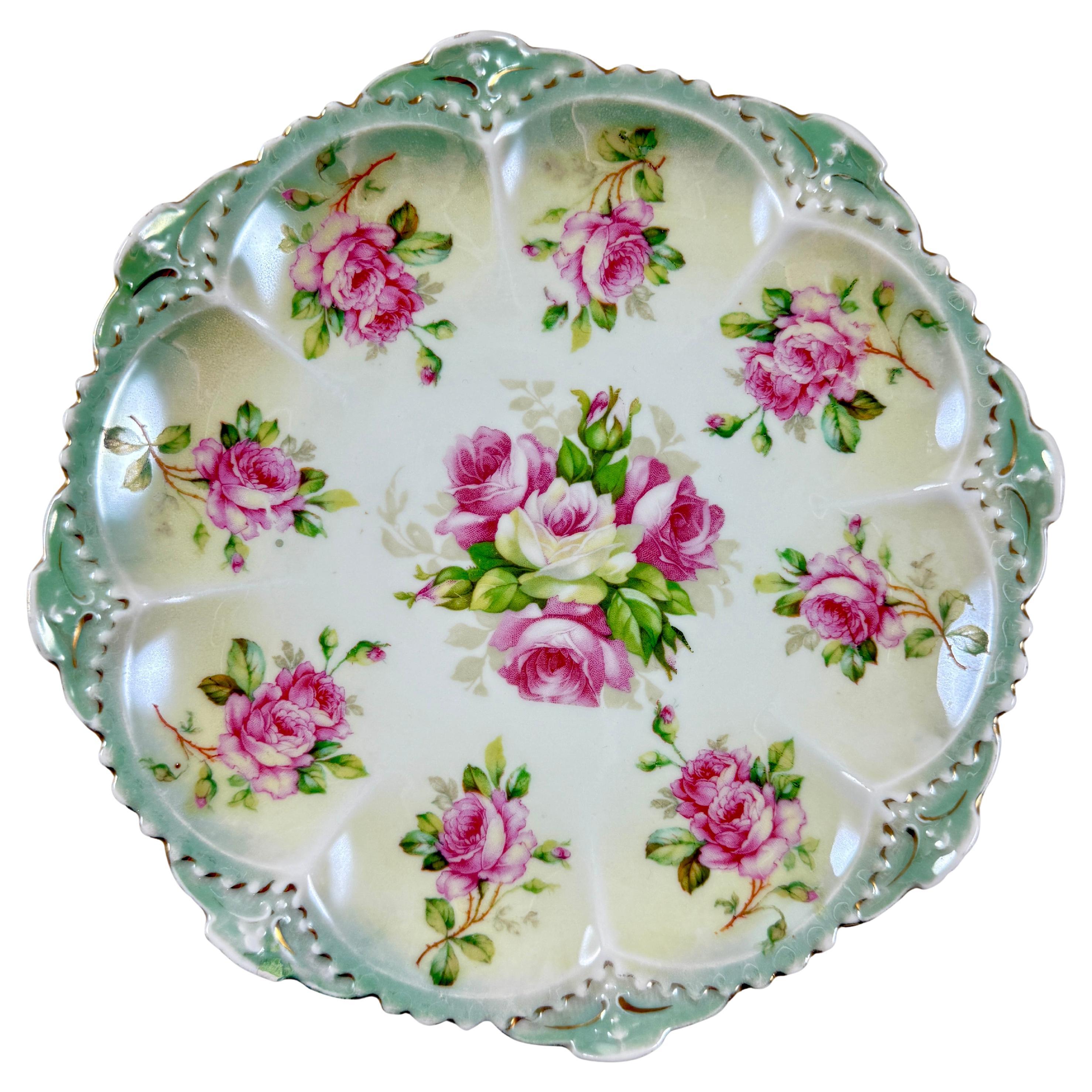Austrian Moritz Zdekauer Porcelain Rose Plate