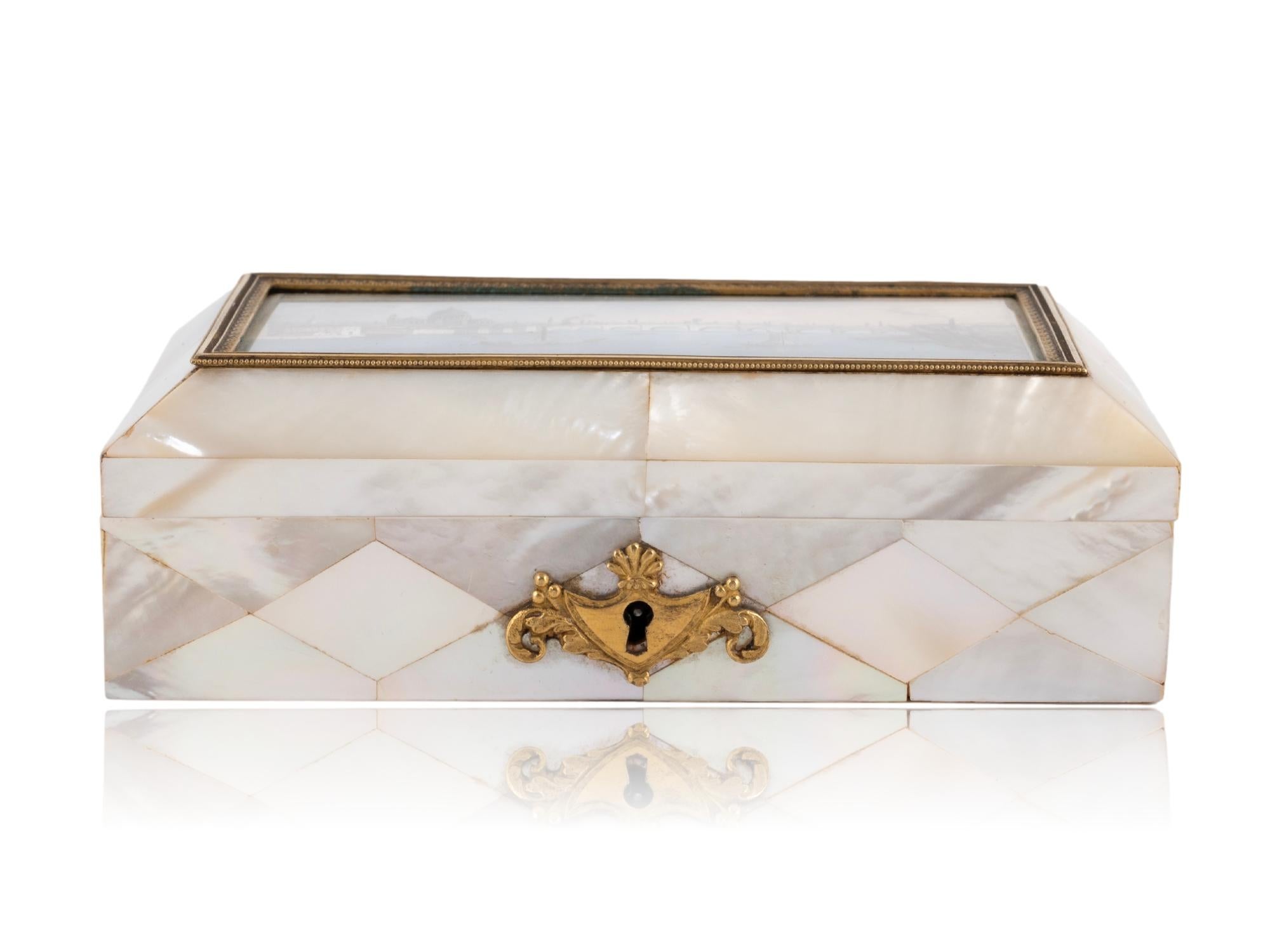 Hand-Carved Austrian Mother of Pearl Etui with London Scene by Balthasar Wigand For Sale