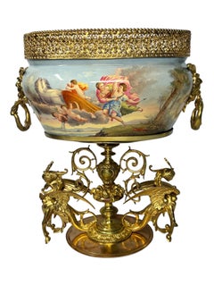 Jardinière autrichienne de style Napoléon III en céramique et bronze doré