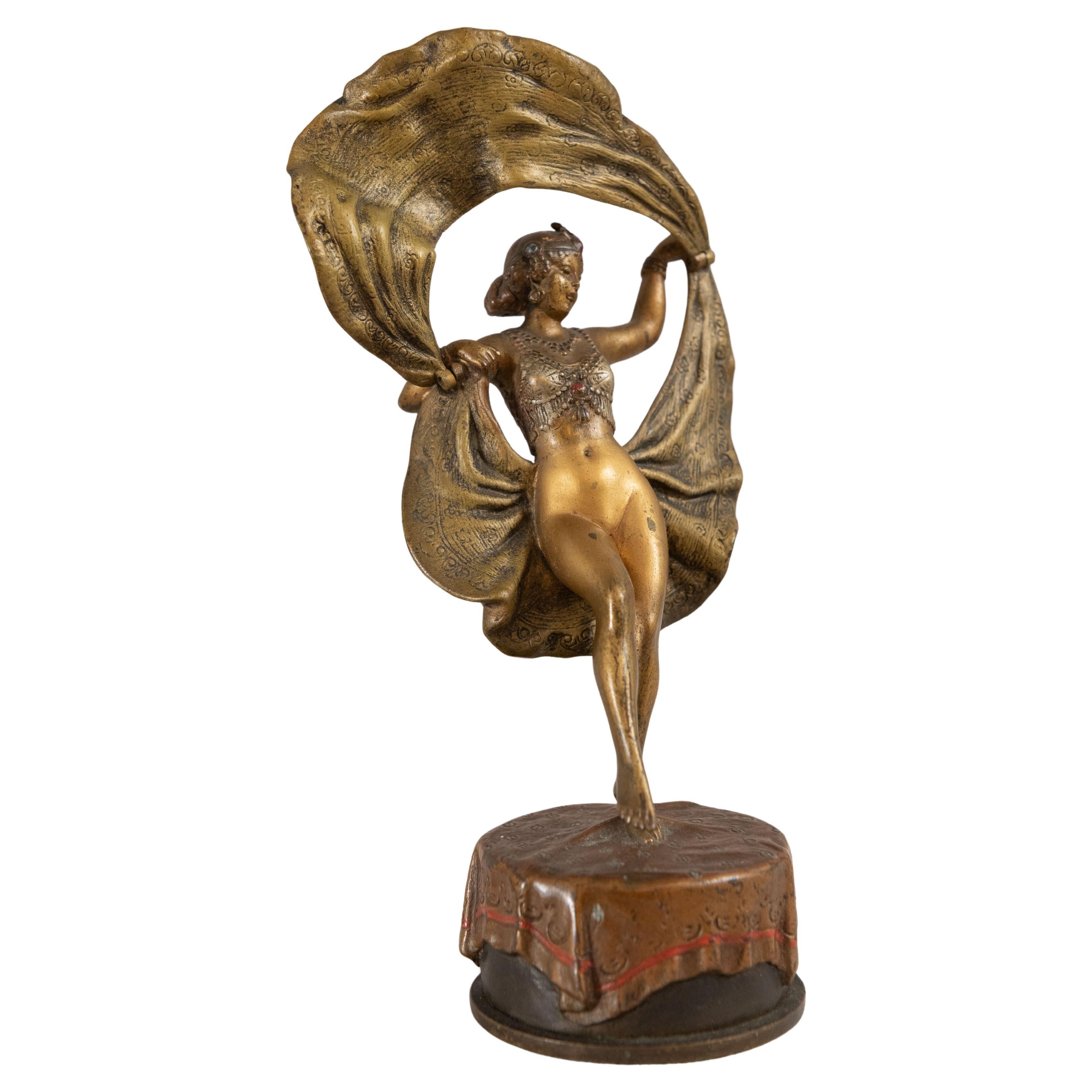 Austrian Naughty Bronze, Girl's Dress Lifts Up ca.1920, by Bergman Foundry