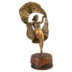Austrian Naughty Bronze, Girl's Dress Lifts Up ca.1920, by Bergman Foundry