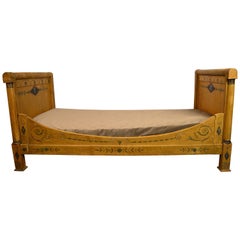 Austrian Neo Classical Day Bed Yellow with Classical Painted Scenes, circa 1820
