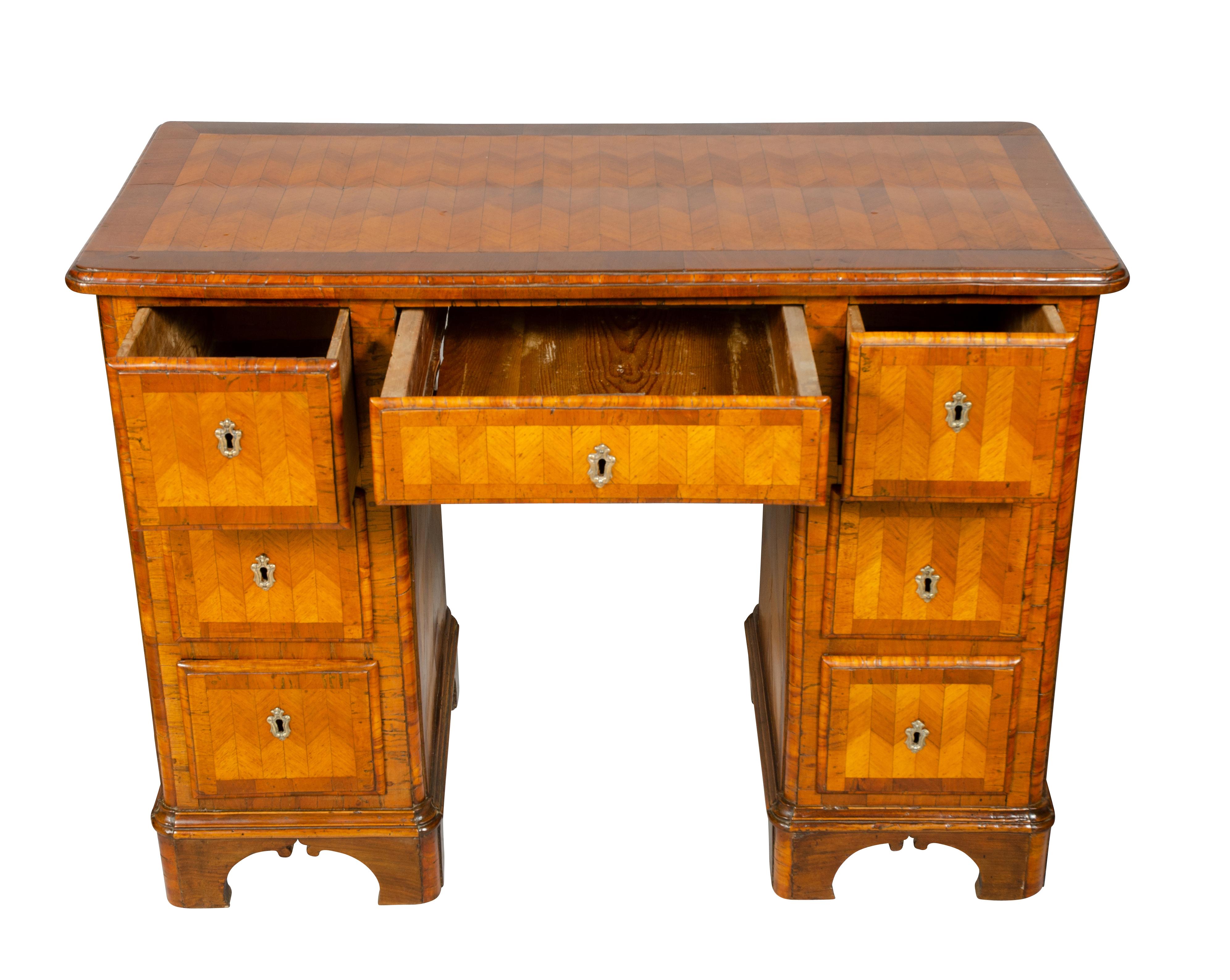 Austrian Neoclassic Parquetry Pedestal Desk For Sale 2