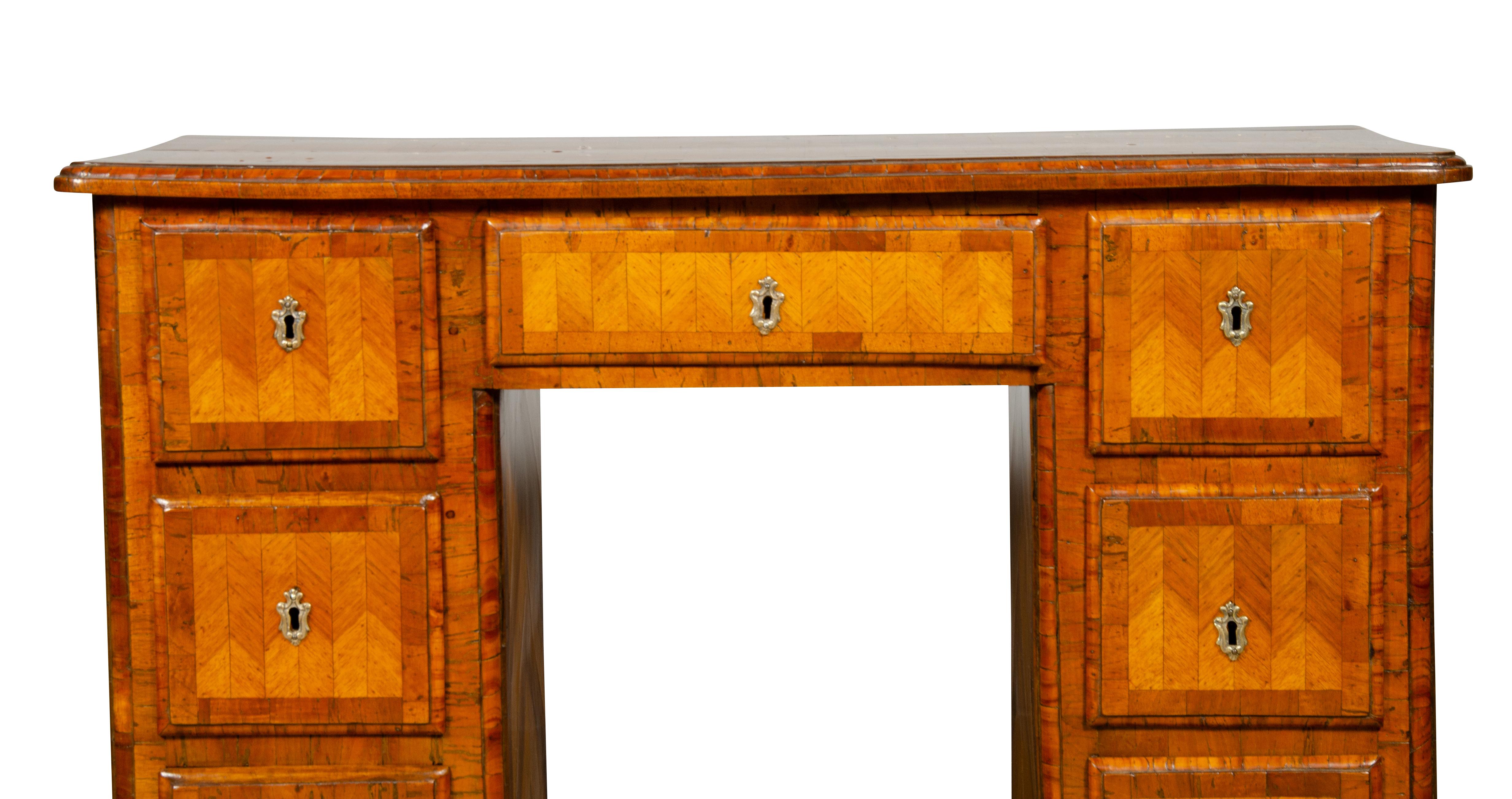 Austrian Neoclassic Parquetry Pedestal Desk For Sale 3