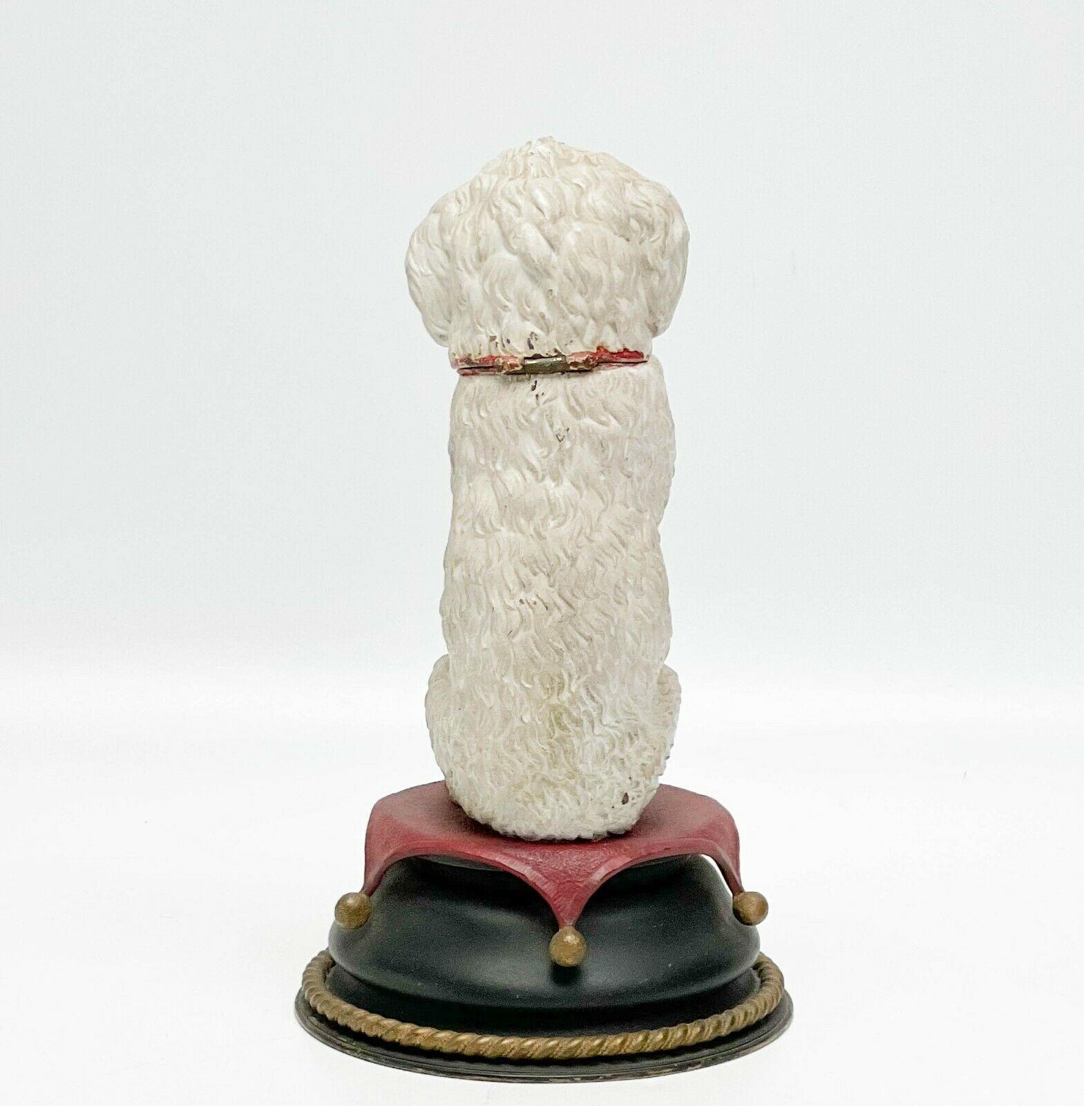 Austrian Novelty cold painted bronze inkwell modelled as a white dog, circa 1910

A white dog with a hinged neck that opens to reveal inkwell with removable glass liner. On a circular base.

Additional information:
Dimension: 5.5 inches