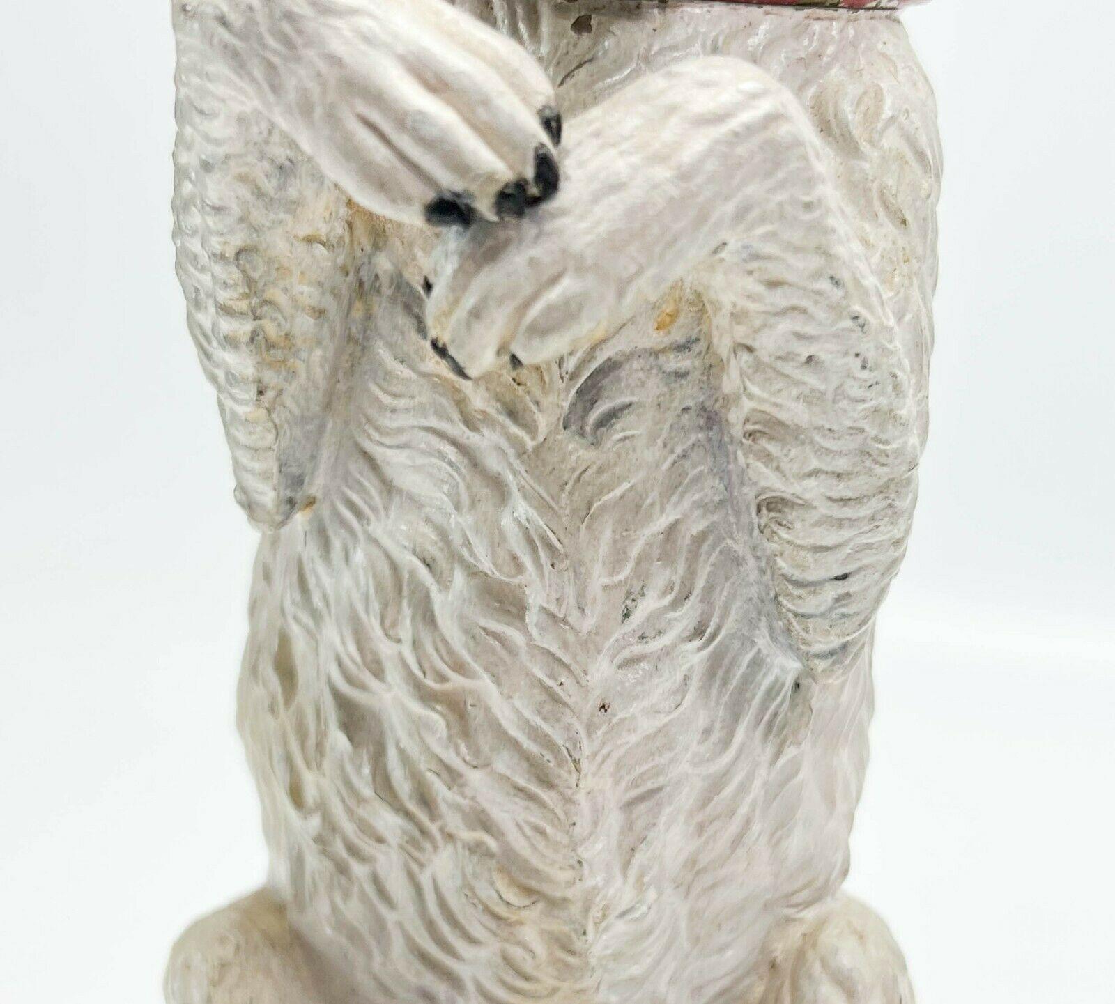 Austrian Novelty Cold Painted Bronze Inkwell Modelled as a White Dog, circa 1910 In Good Condition For Sale In WILMINGTON, CA