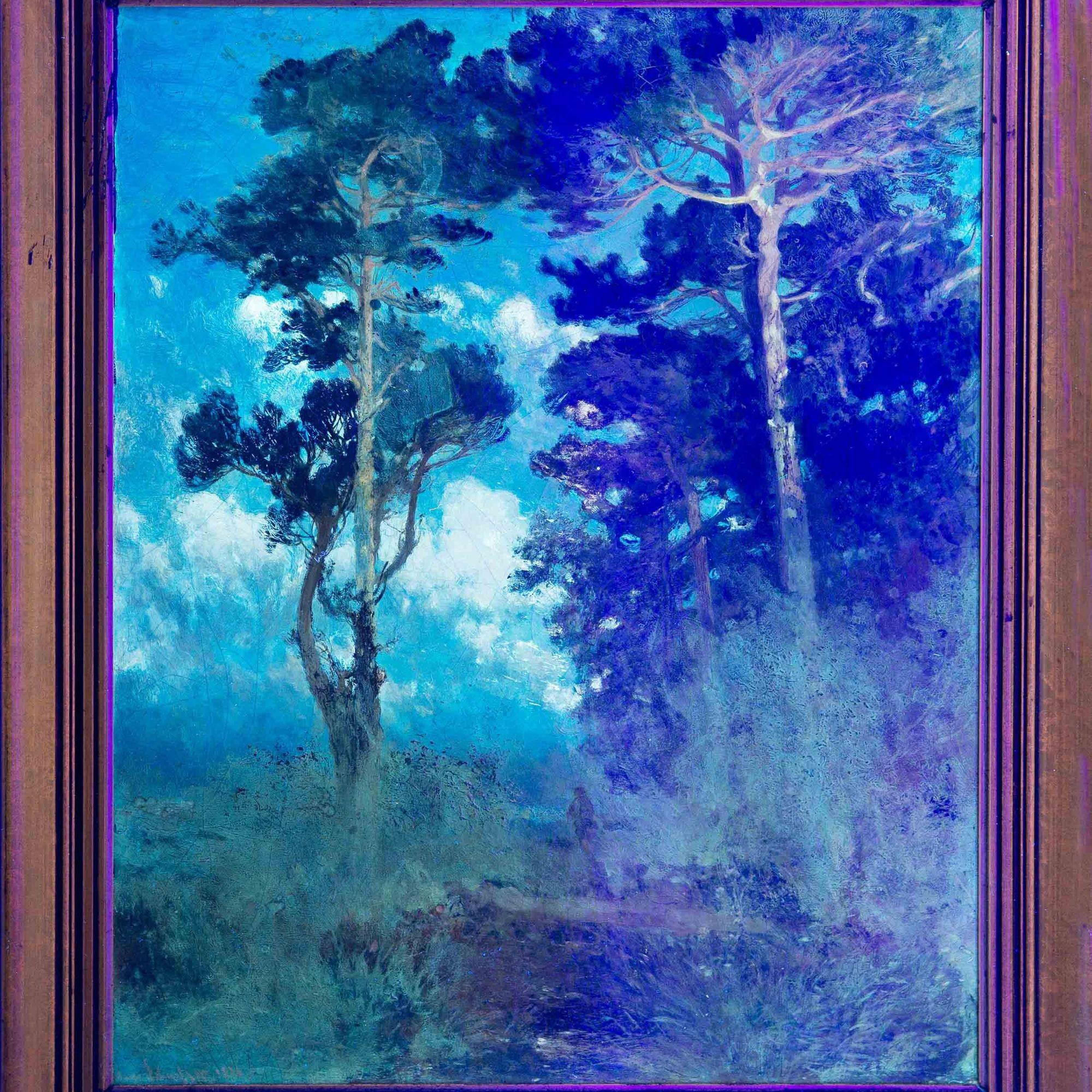 Austrian Oil Landscape Painting “Evening Walk ” by August Schaeffer ca. 1874 For Sale 9