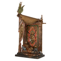 Austrian Orientalist Cold-Painted Bronze Lamp by Franz Xaver Bergman