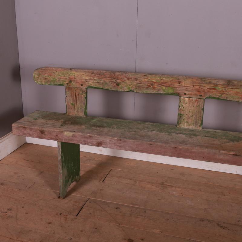 Good 19th C Austrian original painted primitive bench. 1840.

Seat height is 19.5