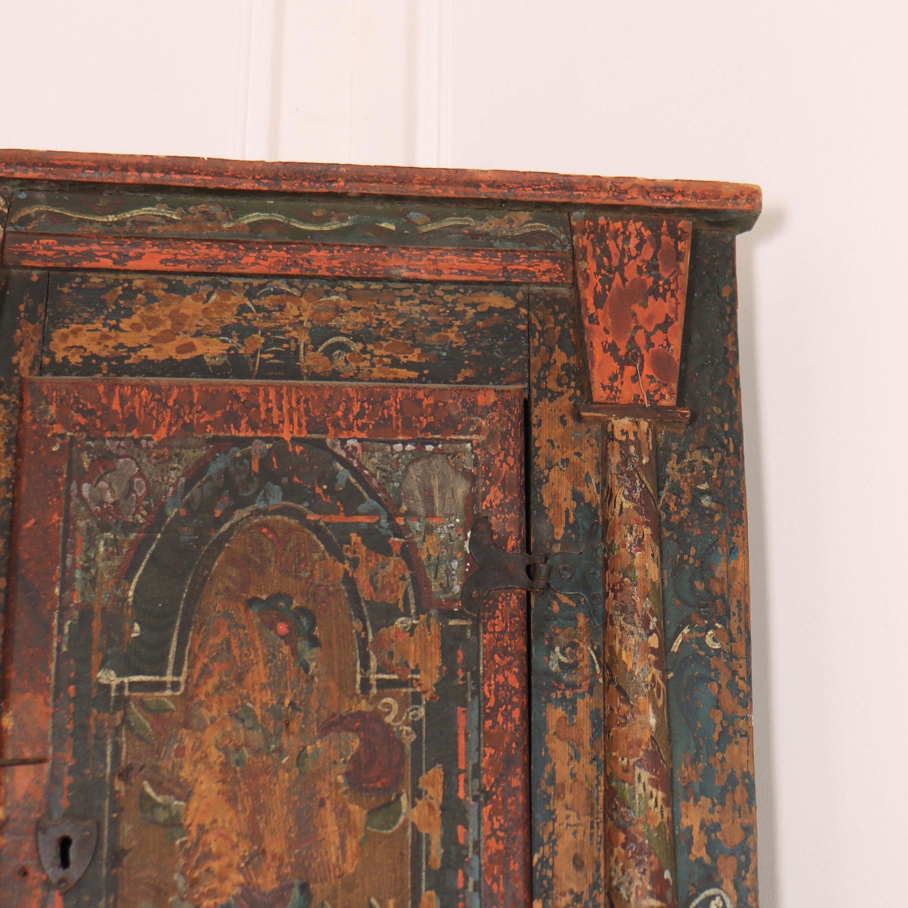 Austrian Original Painted Hanging Cupboard In Good Condition For Sale In Leamington Spa, Warwickshire
