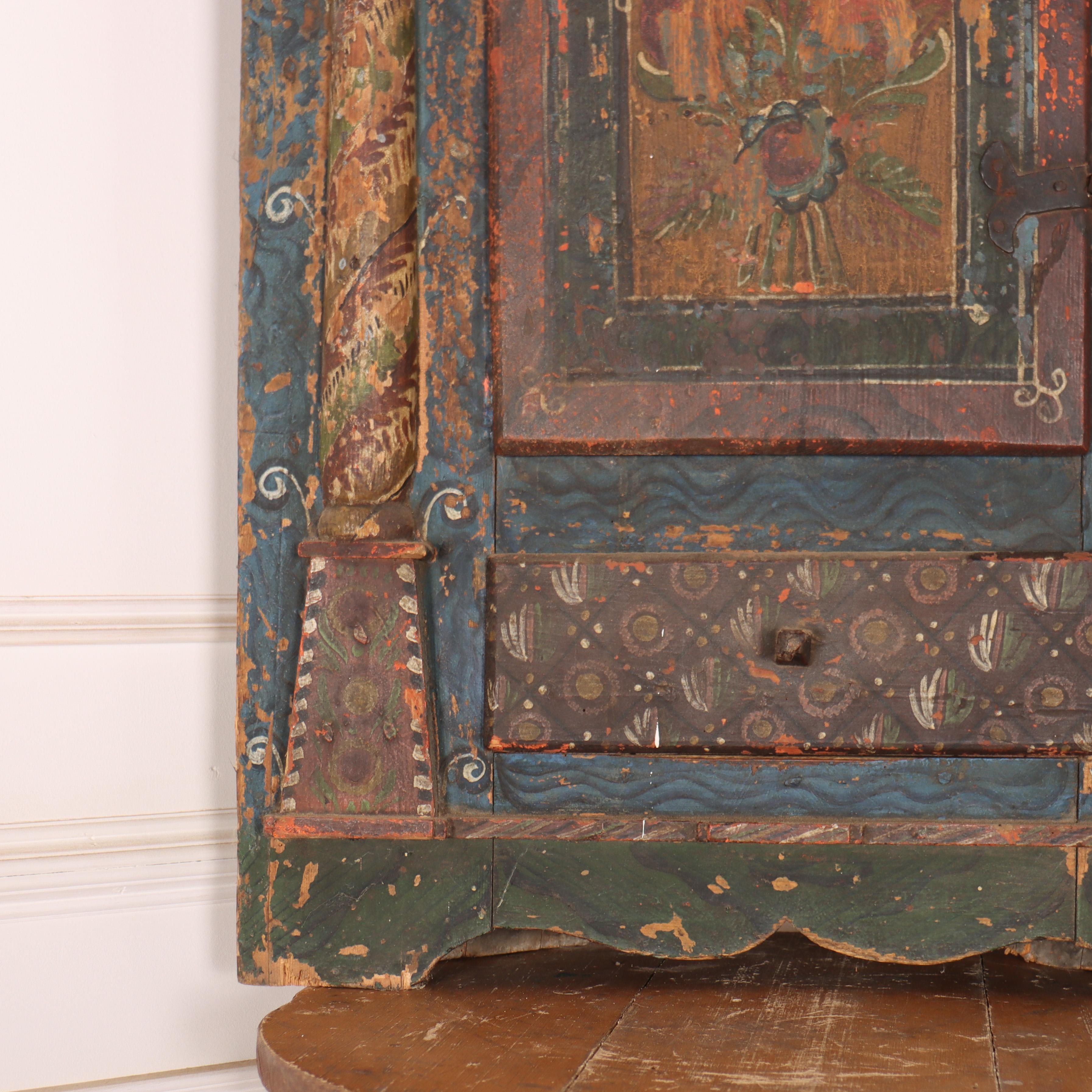Pine Austrian Original Painted Hanging Cupboard For Sale