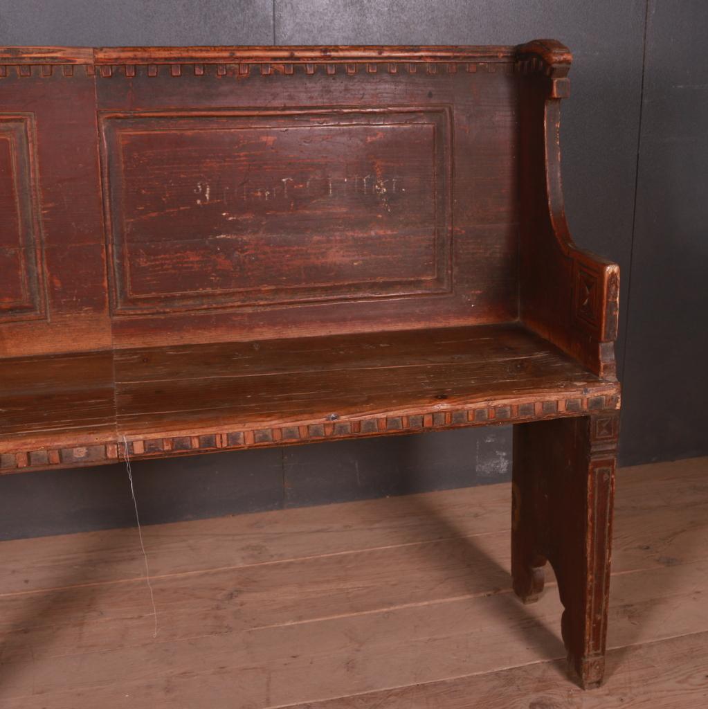 Early 19th C Austrian original painted settle/ bench. 1808.

Seat height - 20