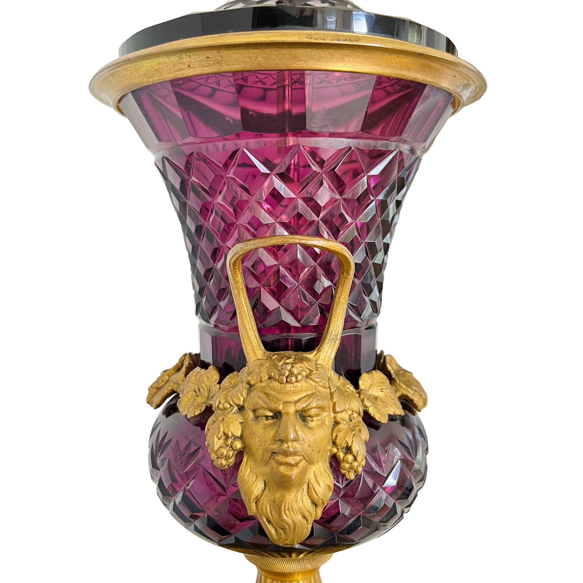 Austrian Ormolu Mounted Amethyst Glass Campana Urn Lamp, Late 19th C For Sale 2