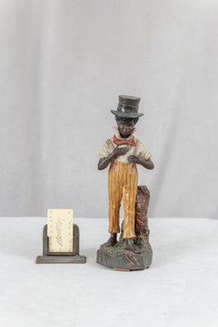 Austrian Painted Figure of a African American Boy, Signed Bernhard Bloch ca 1900