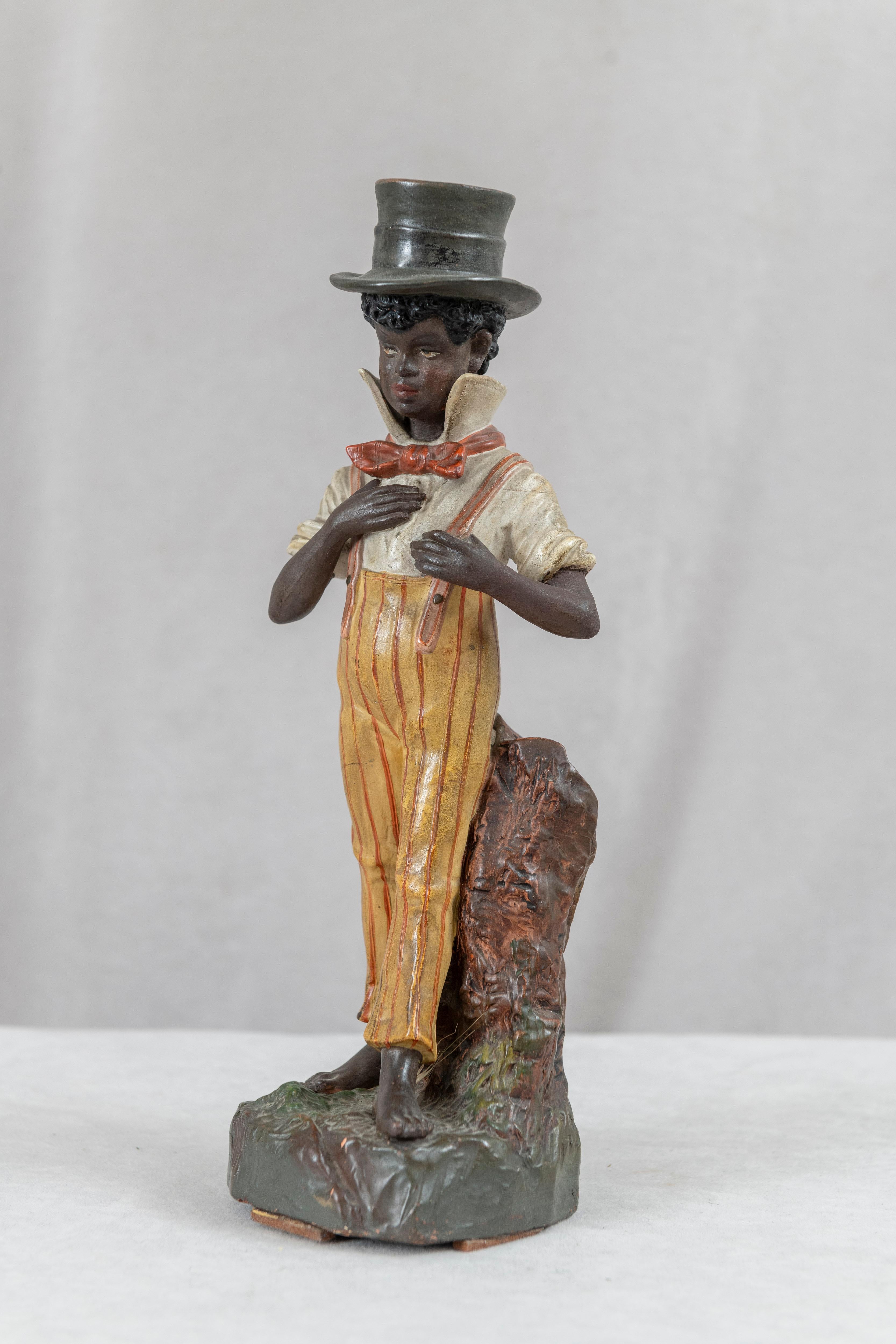 Other Austrian Painted Figure of a African American Boy, Signed Bernhard Bloch ca 1900 For Sale