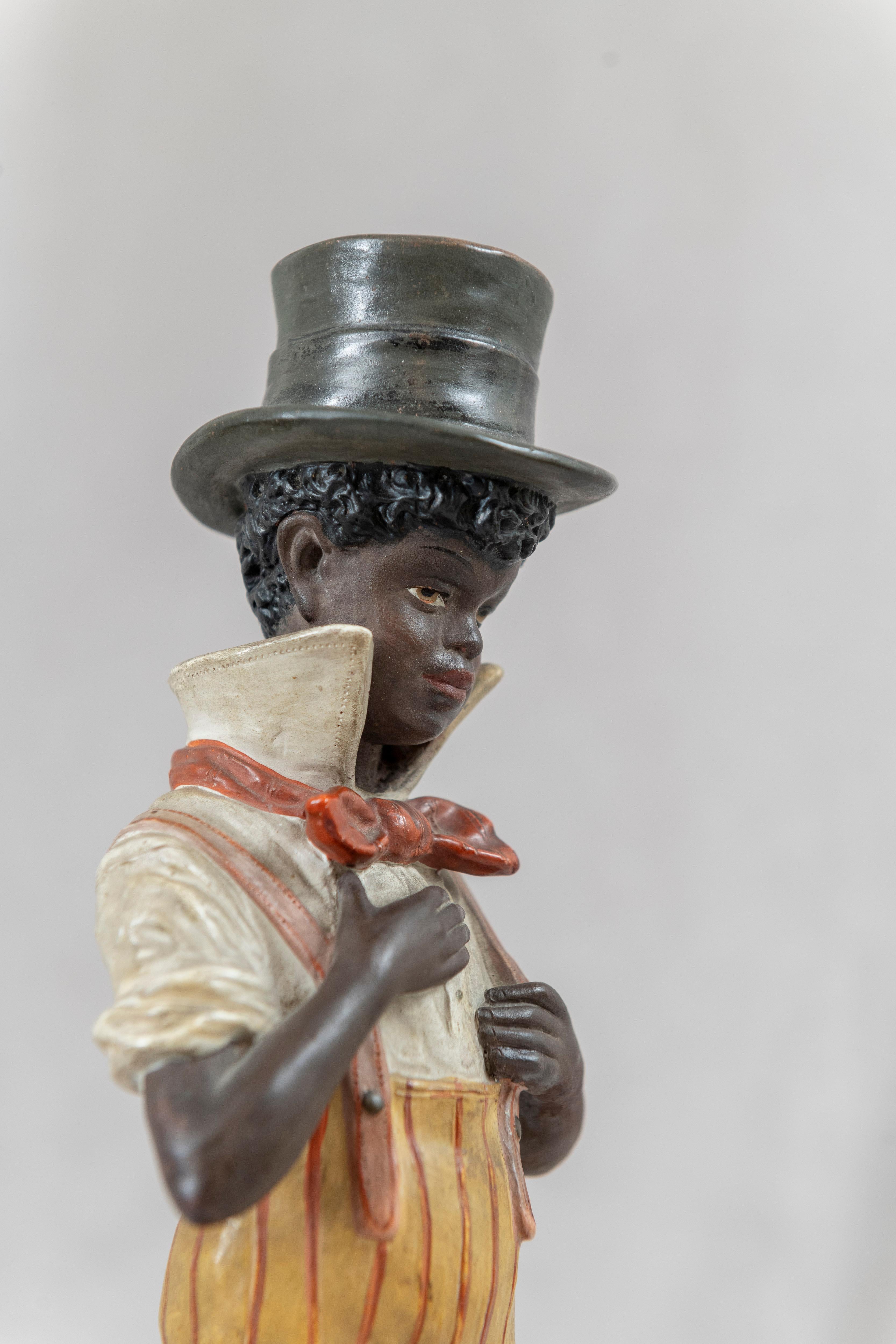 Austrian Painted Figure of a African American Boy, Signed Bernhard Bloch ca 1900 For Sale 2