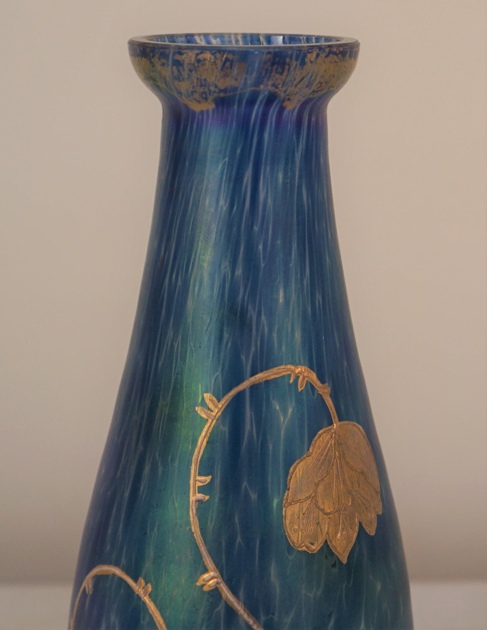 Austrian Painter Art Nouveau Glass Vase  In Good Condition For Sale In Fairfax, VA