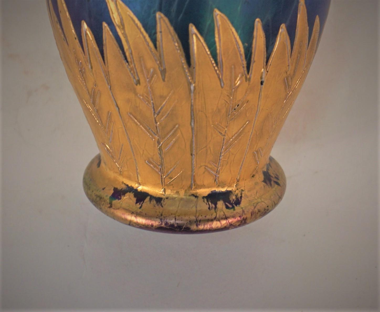 Austrian Painter Art Nouveau Glass Vase  For Sale 3