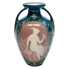 Austrian Pate-Sur-Pate Porcelain Twin Handle Pate-Sur-Pate Vase