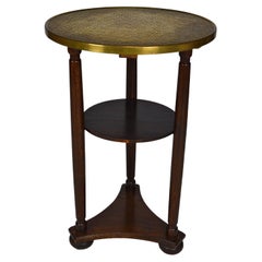 Austrian Pedestal Table with Embossed Brass Top, circa 1910