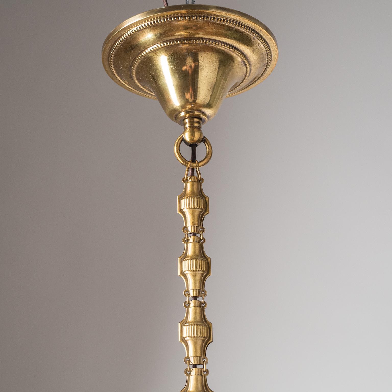 Austrian Pendant, circa 1920, Brass and Satin Glass 3