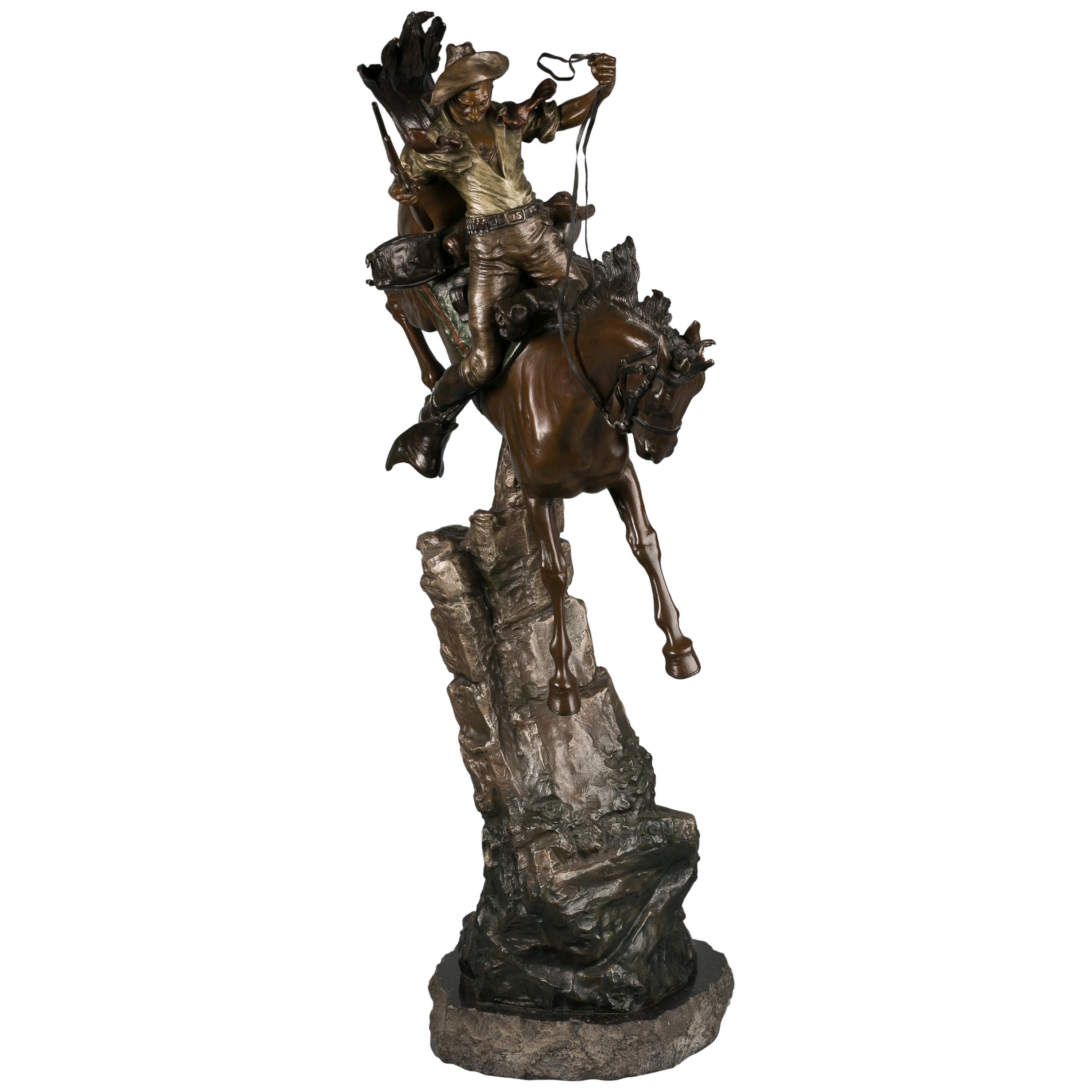 Desperado - sculpture autrichienne en bronze polychrome de Carl Kauba