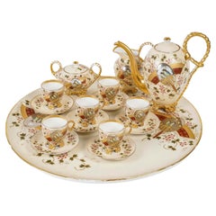 Antique Austrian Porcelain Coffee Service, 19th Century, Napoleon III Period