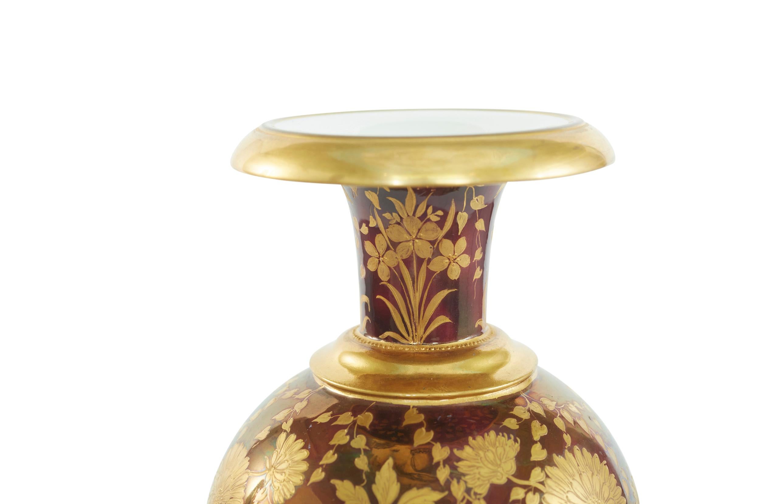 Glazed Austrian Porcelain Tall Decorative Vase / Piece For Sale