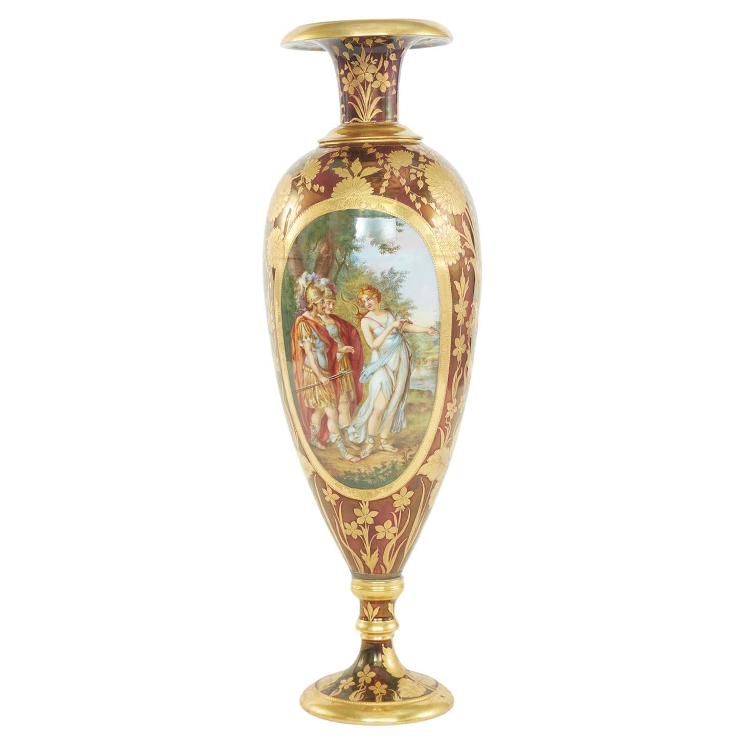 Austrian Porcelain Tall Decorative Vase / Piece For Sale