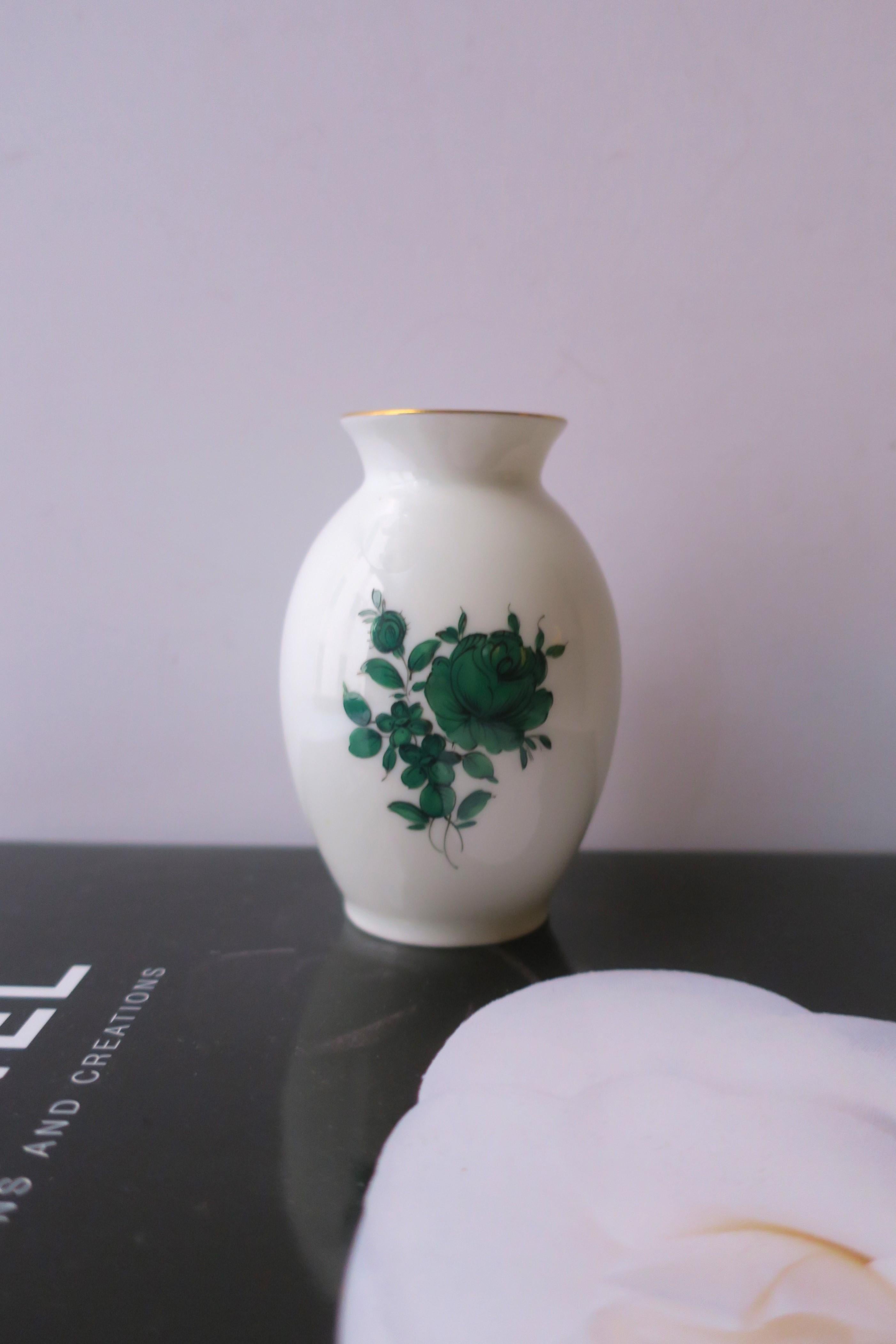 Glazed Austrian Porcelain Vase with Roses For Sale