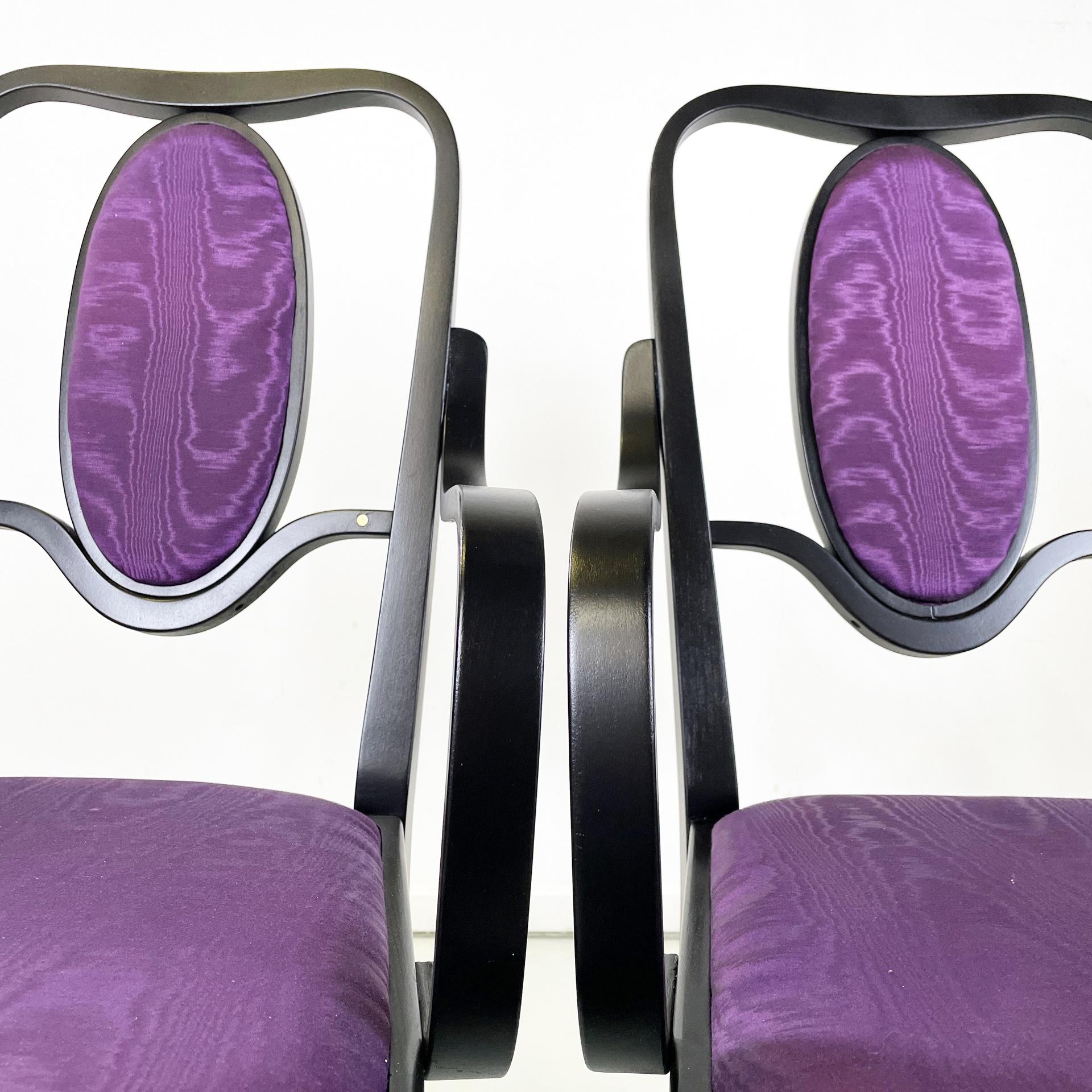 Sillas austriacas postmodernas de tela morada de Marcel Kammerer para Thonet, años 90 en Bueno estado para la venta en MIlano, IT