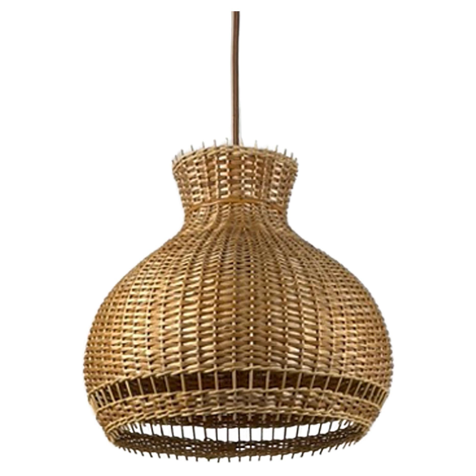 Austrian Rattan Wicker Pendant, 1950s