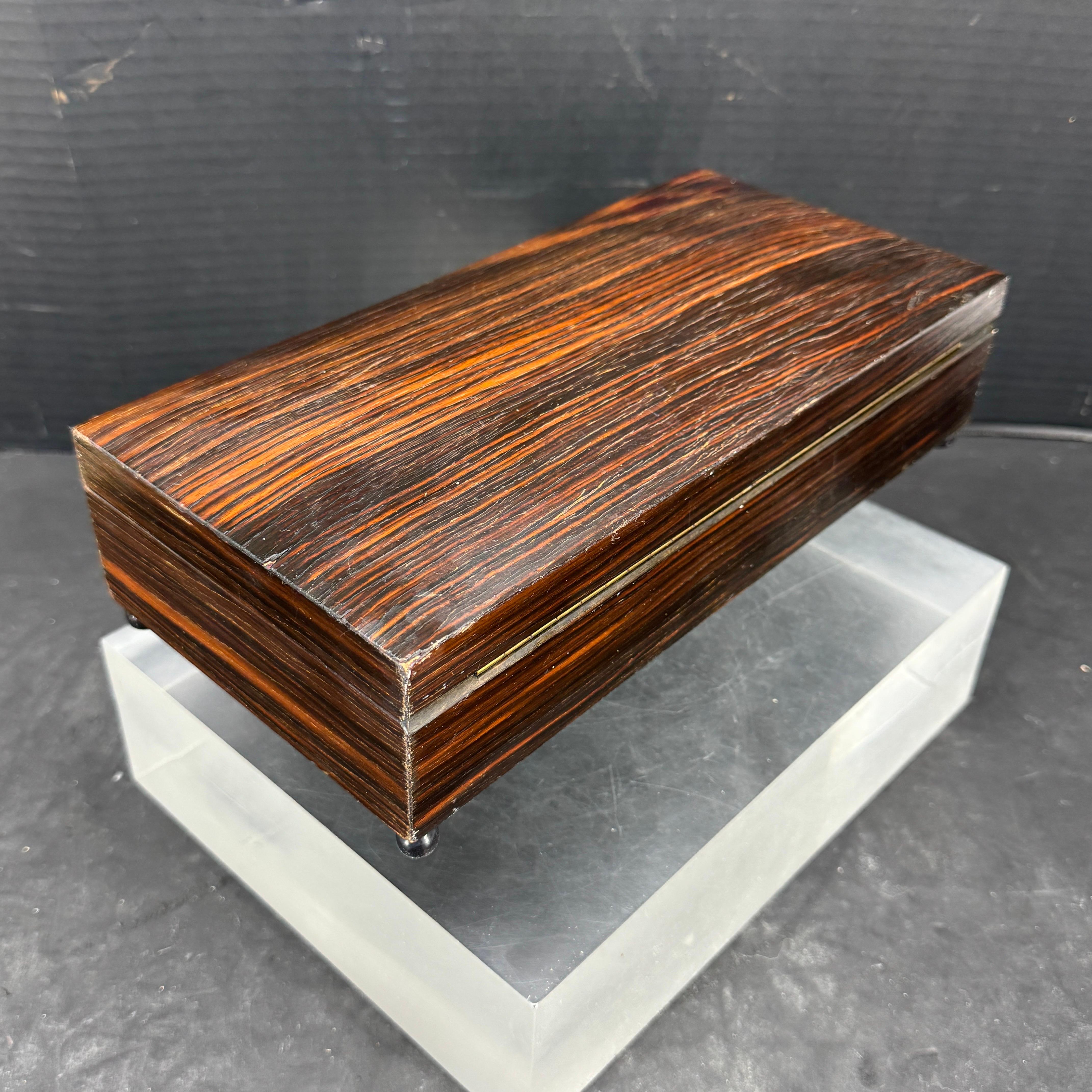Wood Austrian Rectangular Rosewood Trinket Jewelry Box For Sale