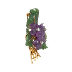 Austrian Retro hardstone posy brooch